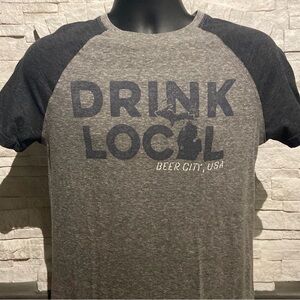 Drink Local Beer City Grand Rapids Michigan Raglan T-Shirt